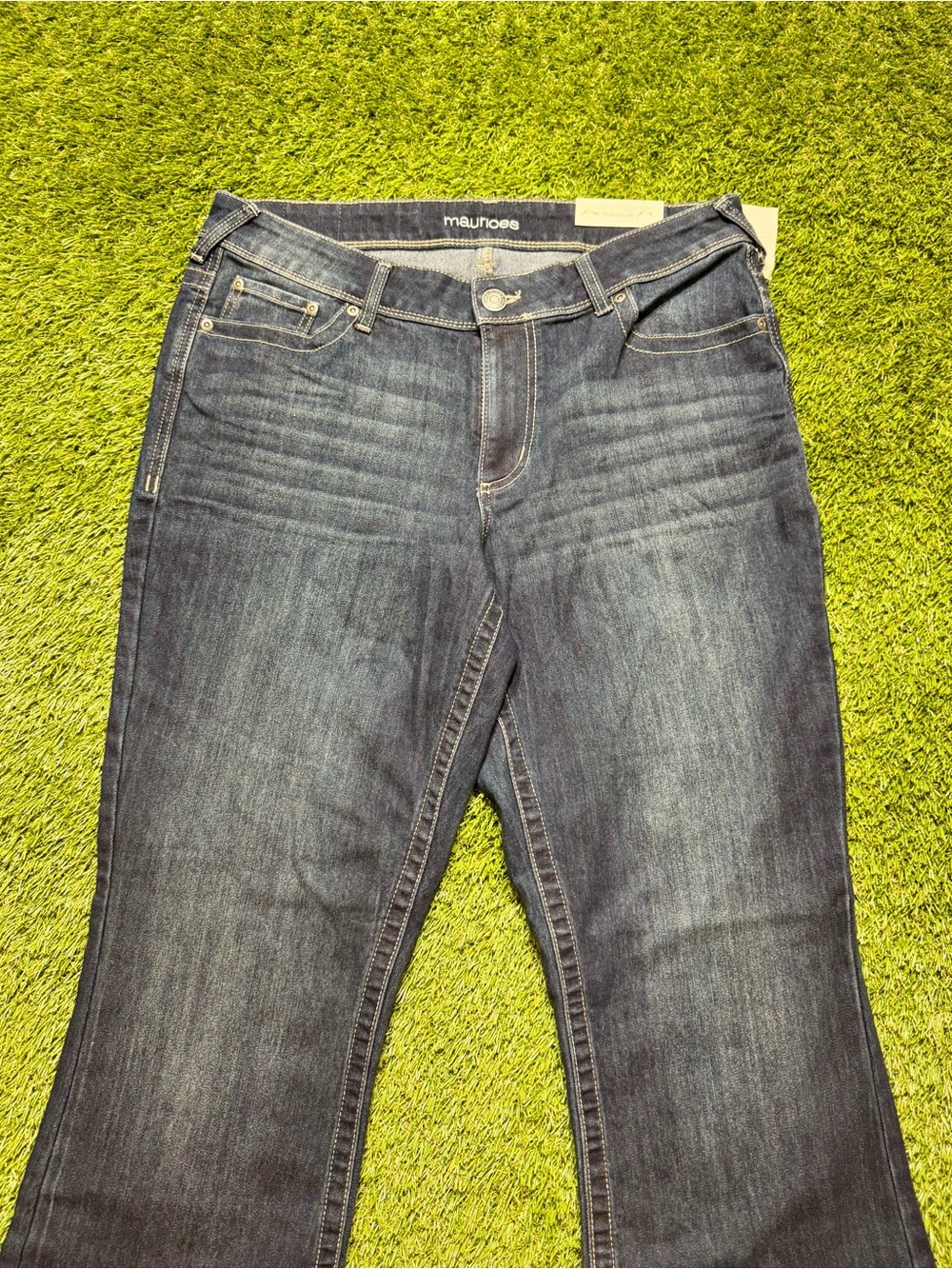 maurices Denim Flex Bootcut Jeans Mid Rise Stretch Women’s 14W Navy Blue - Picture 3 of 14
